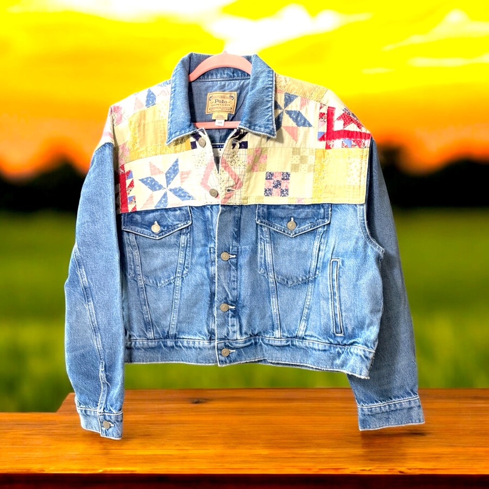 NWT Ralph Lauren Unique quilted denim jacket XL